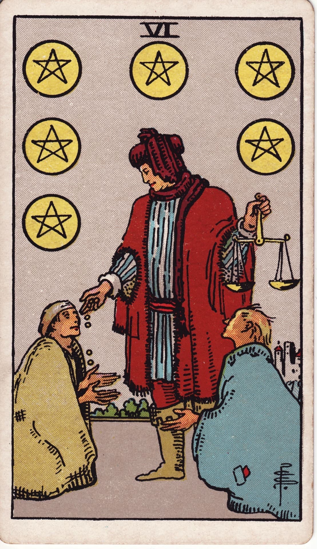 동전 6 (6 of Pentacles) 타로 카드 해석