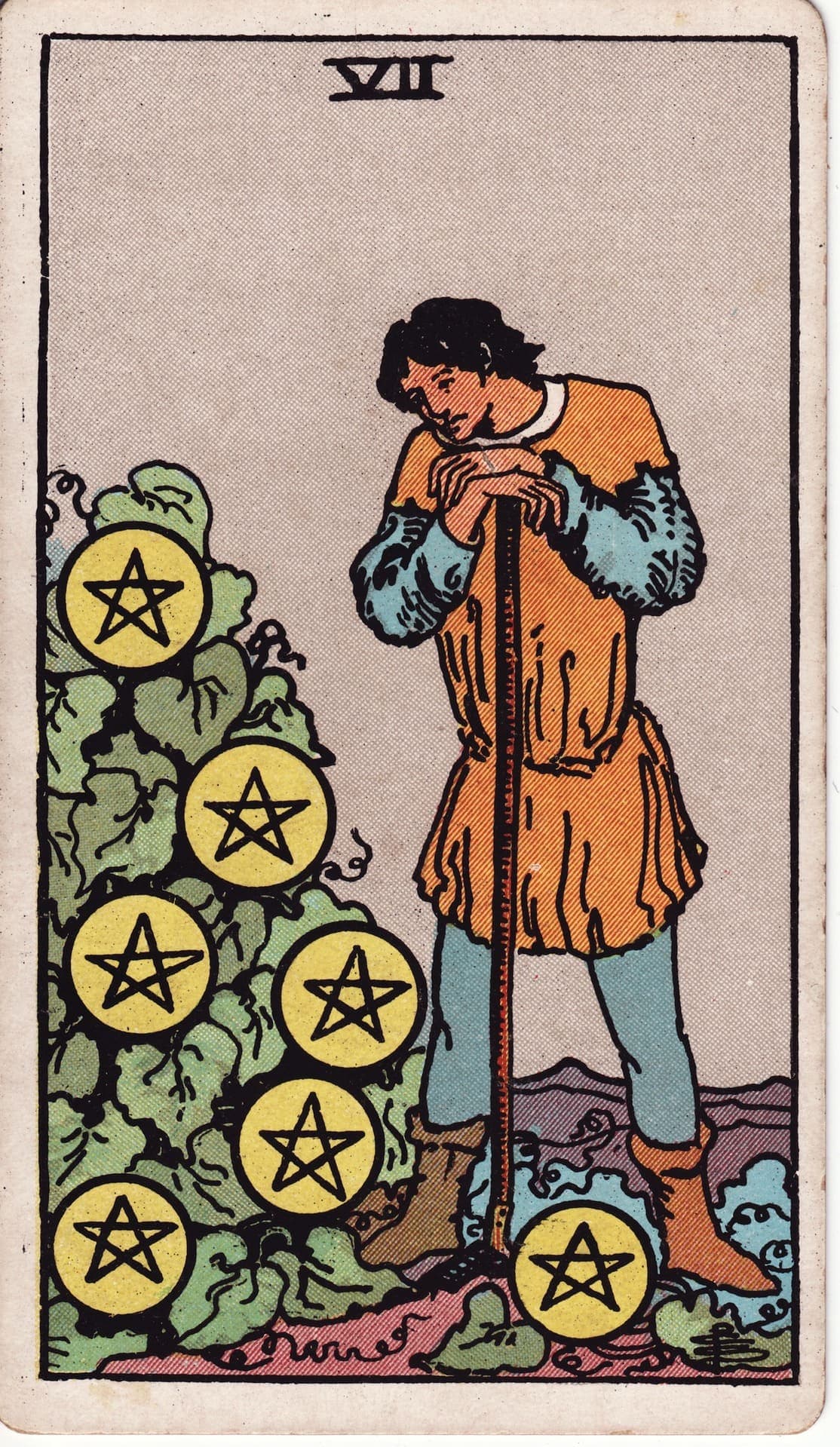 동전 7 (7 of Pentacles) 타로 카드 해석